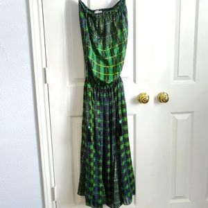 Women's Vintage Mosaic Georgette Maxi Sleeveless Dress Size Large